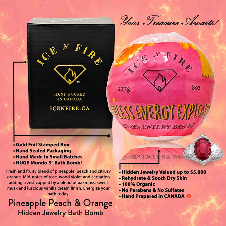Endless Energy Explosion "MONDO" Jewelry Bath Bomb (Pineapple / Citrus)