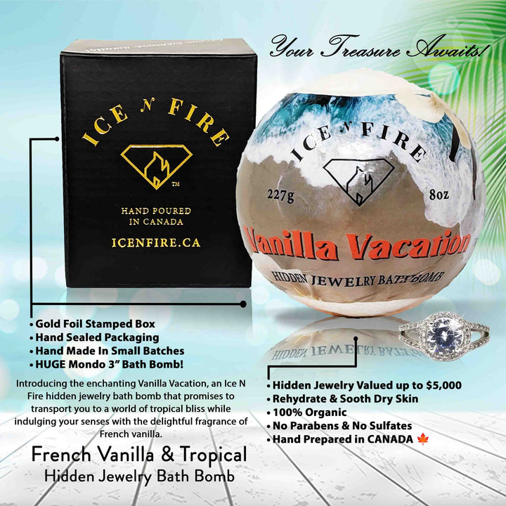 Vanilla Vacation "MONDO" Jewelry Bath Bomb (Tropical / Vanilla)