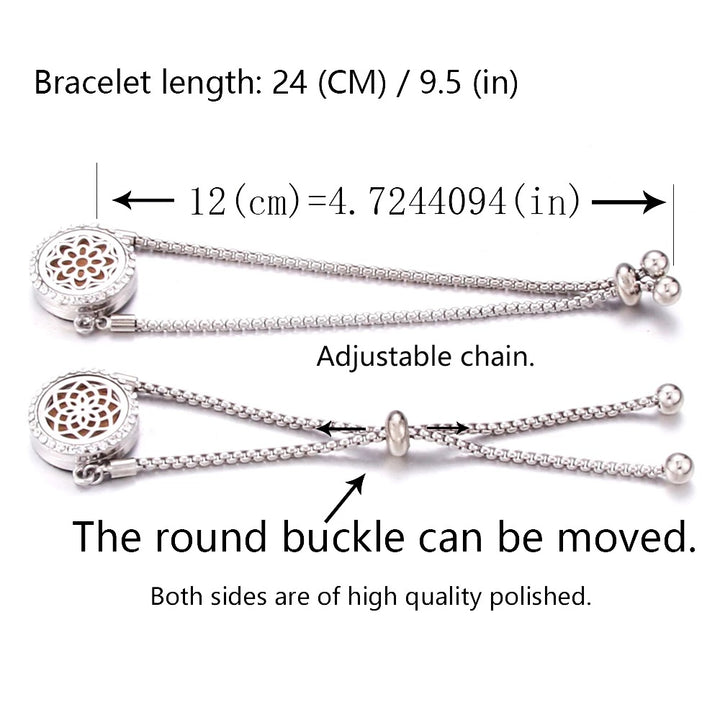 Adjustable Stainless Steel Magnetic Essential Oil Diffuser Bracelet