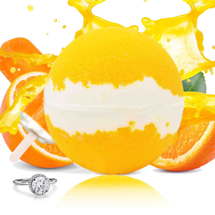 Atomic Orange Creamsicle "MONDO" Jewelry Bath Bomb (Sweet Orange / Vanilla)