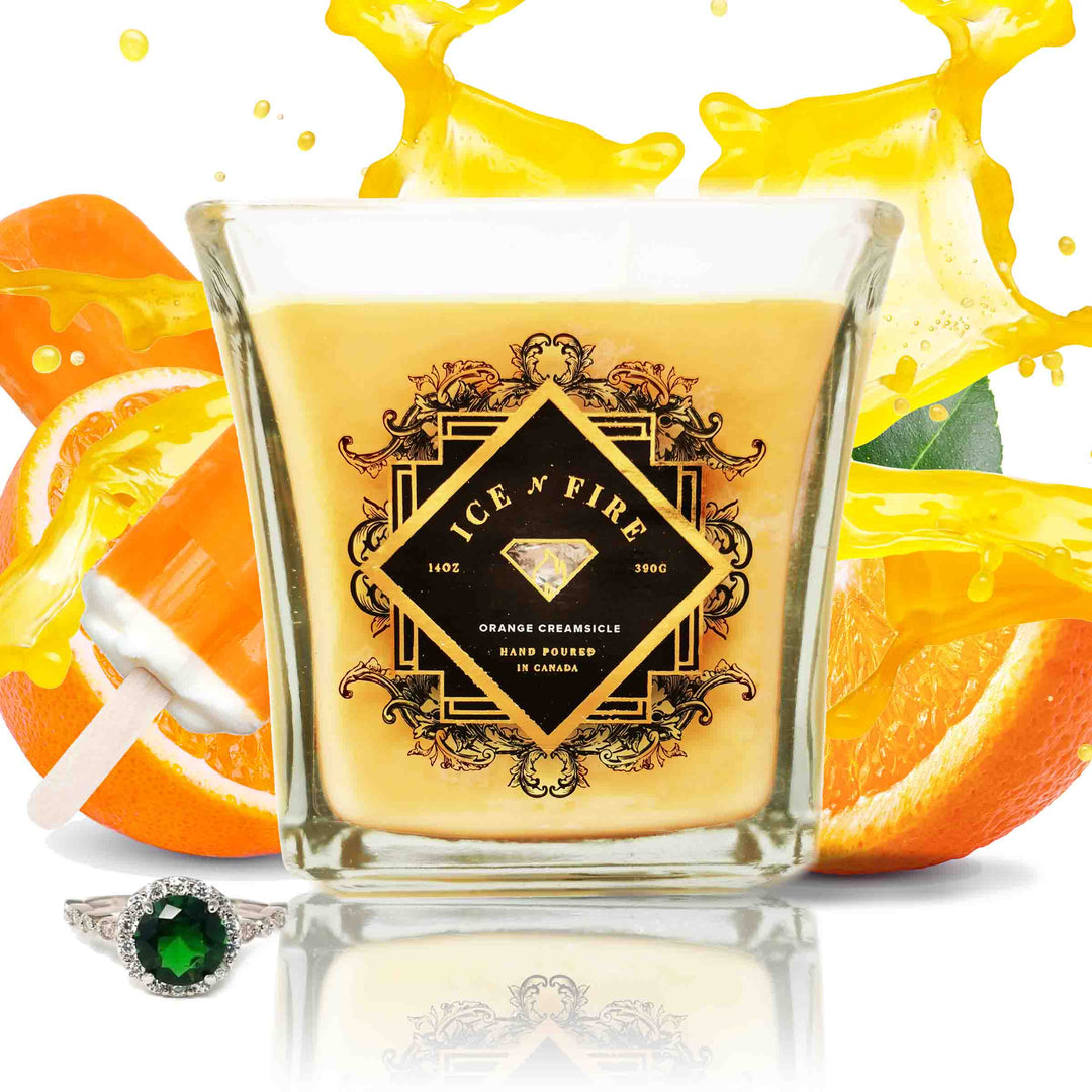 Orange Creamsicle Sterling Ring Soy Candle